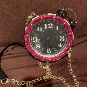 Betsey Johnson clock purse (works)